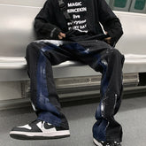 Men Jeans Black Straight Jeans Men's Loose Autumn